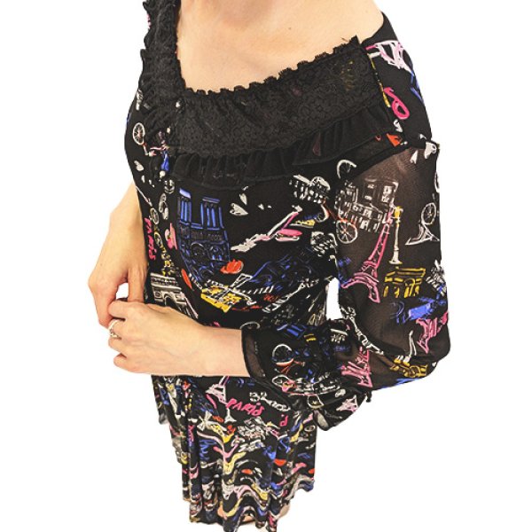 画像4: 【SuperBeauty  】Parisプリントパワーネットワンピース (4)