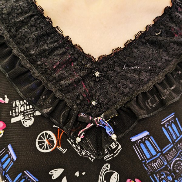 画像3: 【SuperBeauty  】Parisプリントパワーネットワンピース (3)