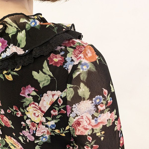 画像5: 【SuperBeauty  】★Vフリル襟パワーネット花プリントワンピース (5)