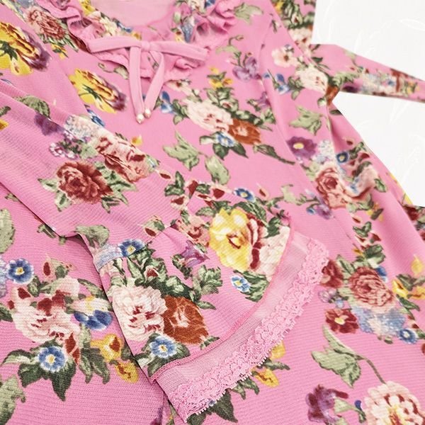 画像6: 【SuperBeauty  】★Vフリル襟パワーネット花プリントワンピース (6)