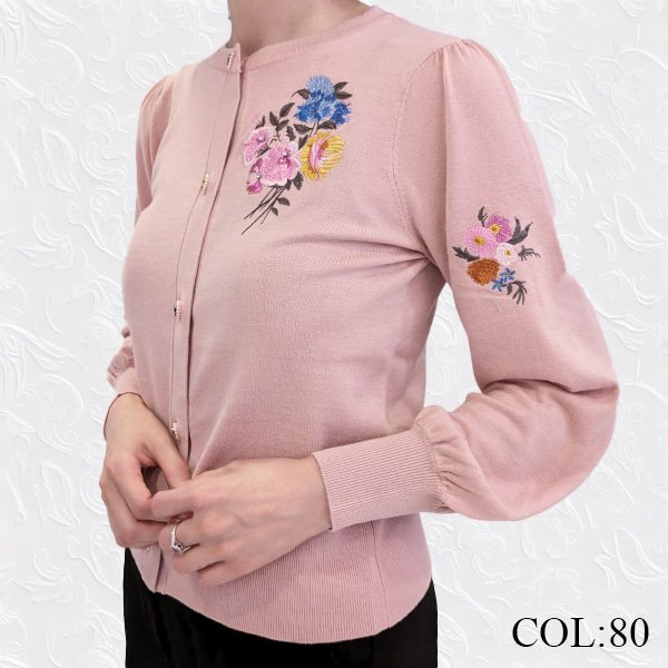 画像3: 【SuperBeauty  】花刺繍入りニットカーディガン (3)
