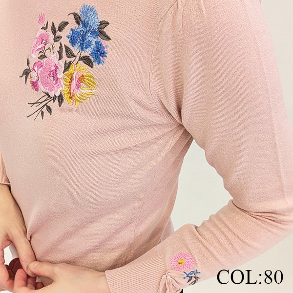 画像3: 【15,000円 →超特価 4900円<在庫限り>クーポン/POINT不可】花刺繍入りハイネックセーター《送料220円代引は通常送料》 (3)