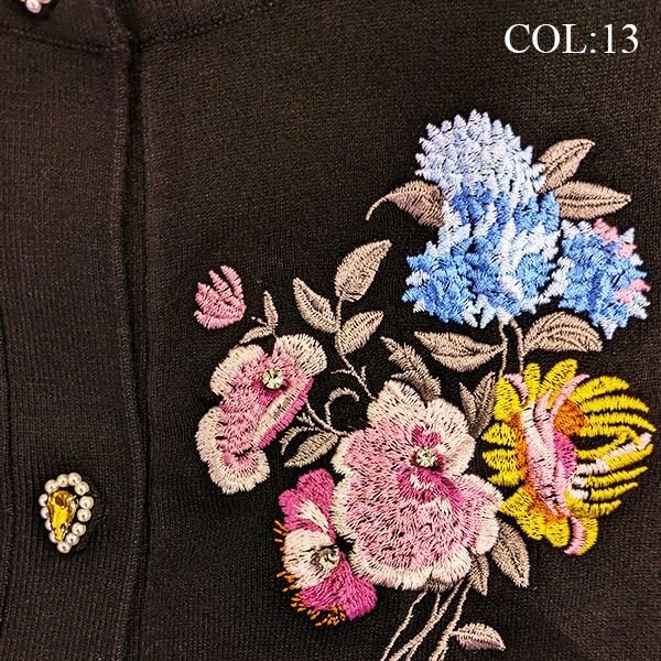 画像7: 【SuperBeauty  】花刺繍入りニットカーディガン (7)