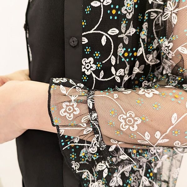 画像4: 【SuperBeauty  】シースルーレース花プリントJK送料220円代引不可 (4)