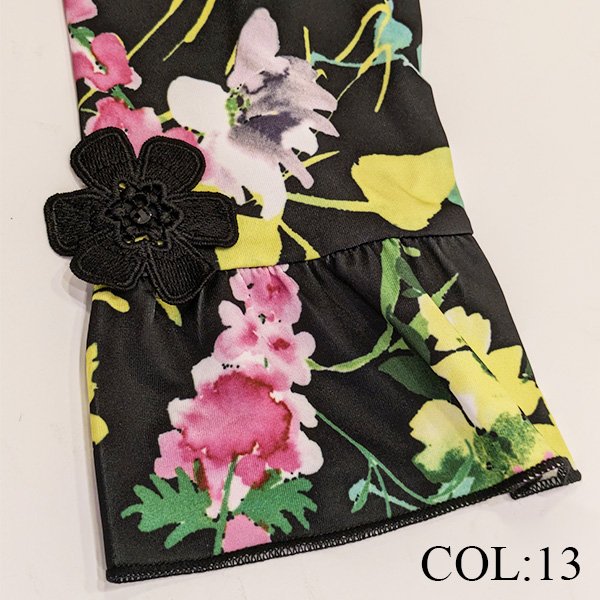 画像5: 【SuperBeauty  】★ウェスト花レースモチーフ付フラワープリントワンピー (5)