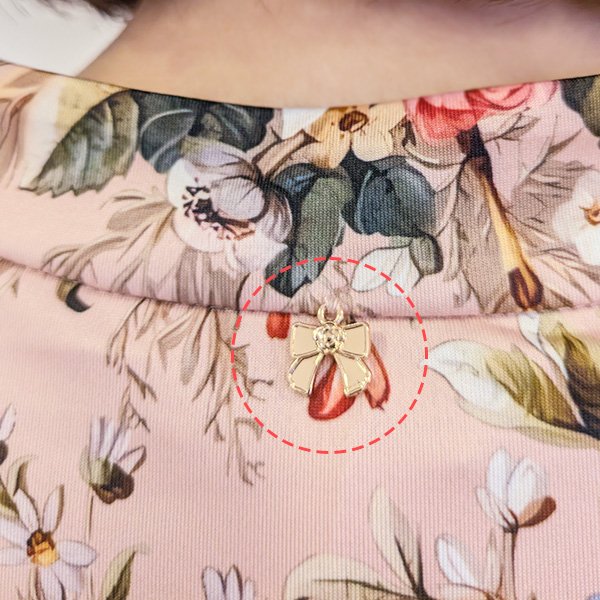 画像5: 【SuperBeauty  】★ボウタイデザインバルーン袖花柄ロングワンピース (5)