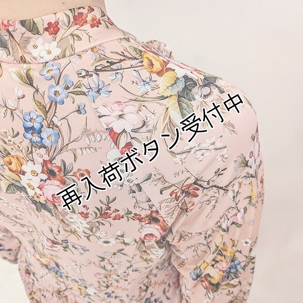 画像4: 【今週の追加 17,000円 →超特価 5,900円＜在庫限り＞クーポン/POINT不可】★ボウタイデザインバルーン袖花柄ロングワンピース (4)