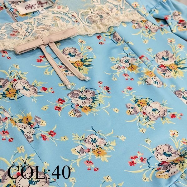 画像5: 【SuperBeauty  】★胸元レース使いフラワープリントワンピース (5)