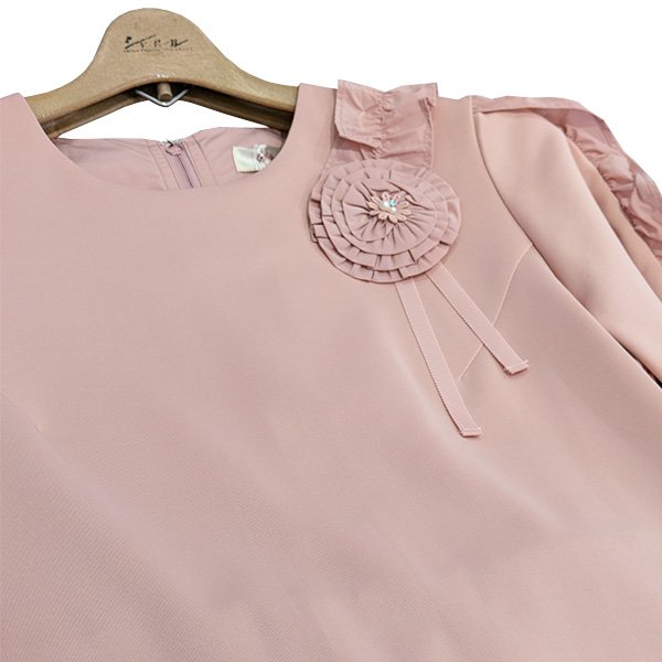 画像8: 【SuperBeauty  】★袖フリルデザインダンボールニットタフタワンピース (8)