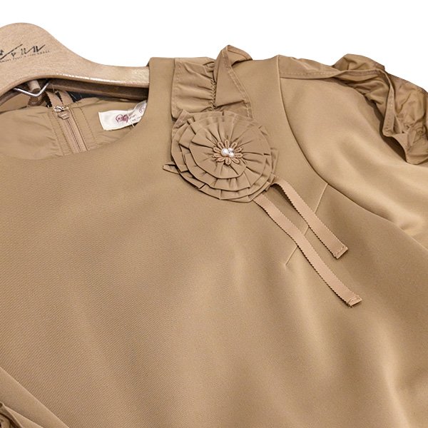 画像7: 【SuperBeauty  】★袖フリルデザインダンボールニットタフタワンピース (7)