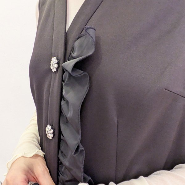 画像3: 【SuperBeauty  】ダンボールニットタフタティアードデザインベスト (3)