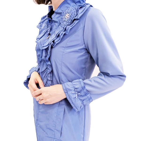 画像2: 【SuperBeauty  】★スタンドフリル衿タフタ素材ジャケット (2)