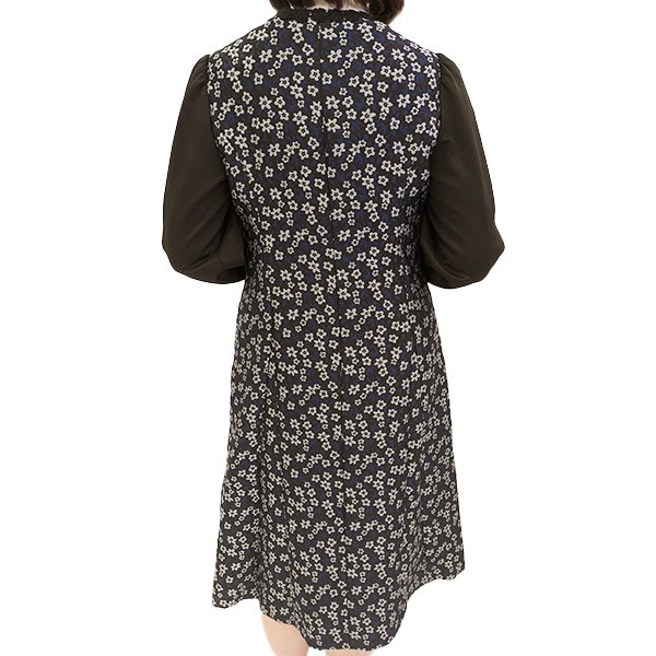 画像7: 【SuperBeauty  】花柄ジャガード織の袖切替ワンピース (7)