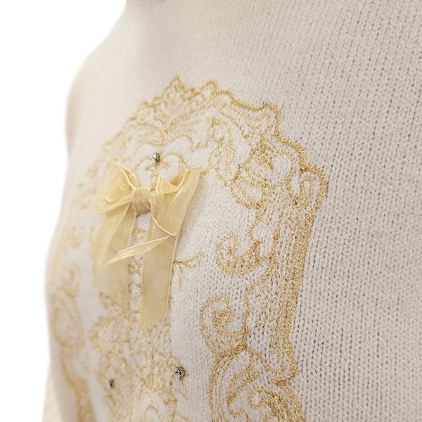 画像4: 【SuperBeauty  】金糸刺繍入りハイネックセーター (4)
