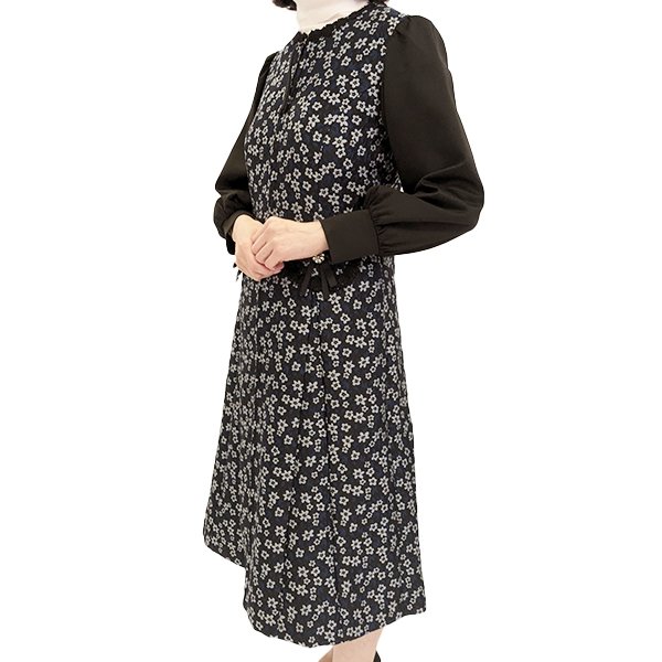 画像3: 【SuperBeauty  】花柄ジャガード織の袖切替ワンピース (3)