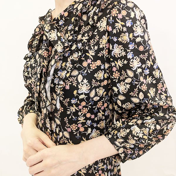 画像4: 【SuperBeauty  】ネックリボンとフリル飾り小花柄プリントワンピース24 (4)