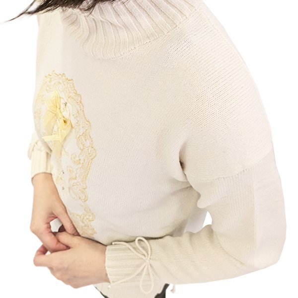 画像3: 【SuperBeauty  】金糸刺繍入りハイネックセーター (3)