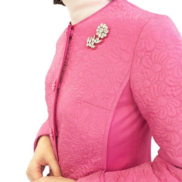 画像4: 【SuperBeauty  】キルティング×ダンボールニット素材ノーカラージャケット (4)