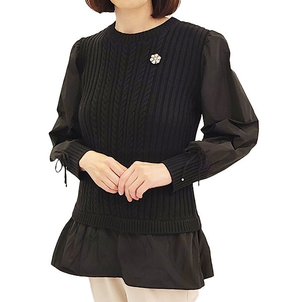 画像2: 【SuperBeauty  】★縄編み柄タフタ切替レイヤード風チュニック (2)