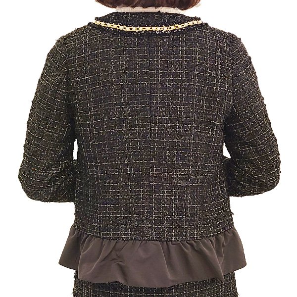 画像6: 【SuperBeauty  】裾フリルデザインツイードジャケット (6)