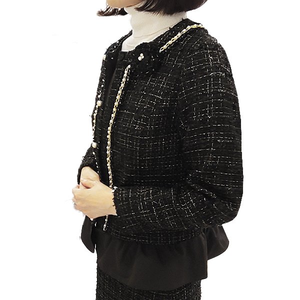 画像5: 【SuperBeauty  】裾フリルデザインツイードジャケット (5)