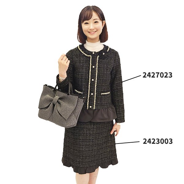 画像10: 【SuperBeauty  】裾フリルデザインツイードジャケット (10)