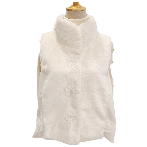 画像10: 【SuperBeauty  】花モチーフ付ボア素材ベスト (10)