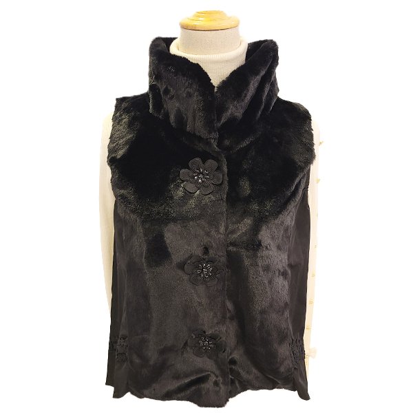 画像7: 【SuperBeauty  】花モチーフ付ボア素材ベスト (7)