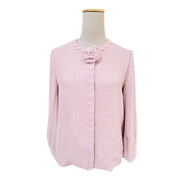 画像5: 【SuperBeauty  】コサージュ付ノーカラージャケットジュ付ジャケットコート (5)