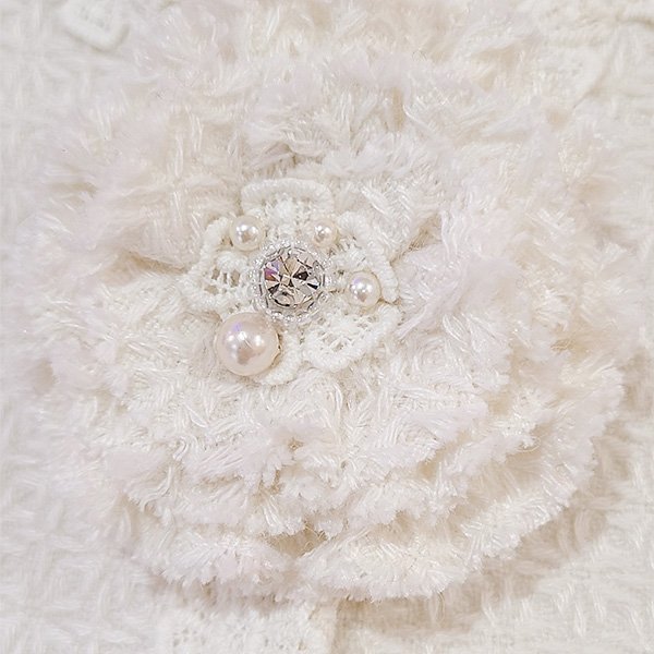 画像8: 【SuperBeauty  】コサージュ付ノーカラージャケットジュ付ジャケットコート (8)