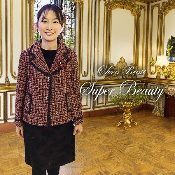 画像1: 【SuperBeauty  】コサージュ付ツイードジャケット (1)