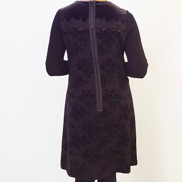 画像7: 【SuperBeauty  】フロッキープリントベロア切替ワンピース (7)