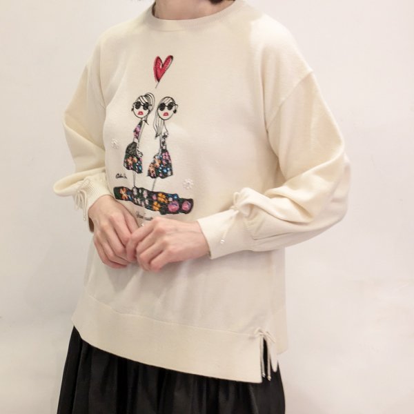 画像3: 【SuperBeauty  】paris ガールズ刺繍のニットセーター (3)