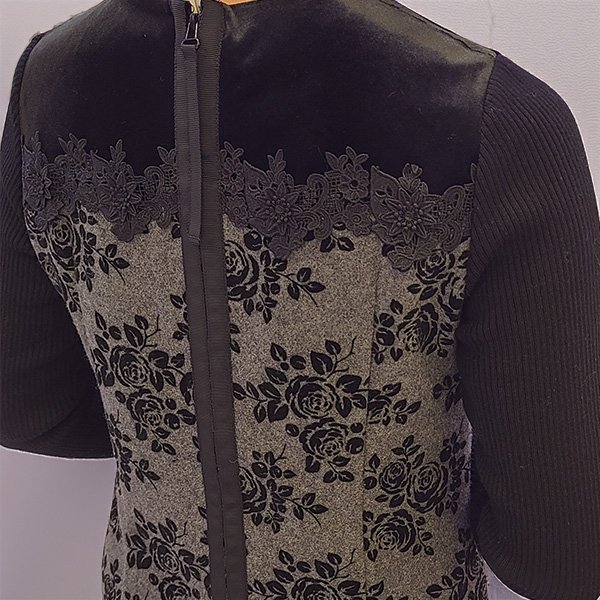 画像5: 【SuperBeauty  】フロッキープリントベロア切替ワンピース (5)