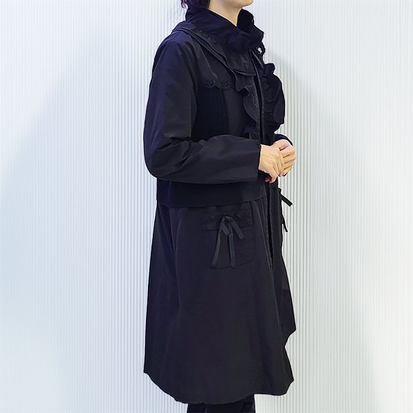 画像9: 【SuperBeauty  】スタンドフリル衿ウェストニット切替ジャケット (9)
