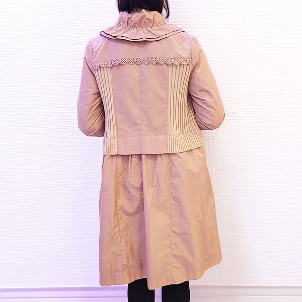 画像8: 【SuperBeauty  】スタンドフリル衿ウェストニット切替ジャケット (8)