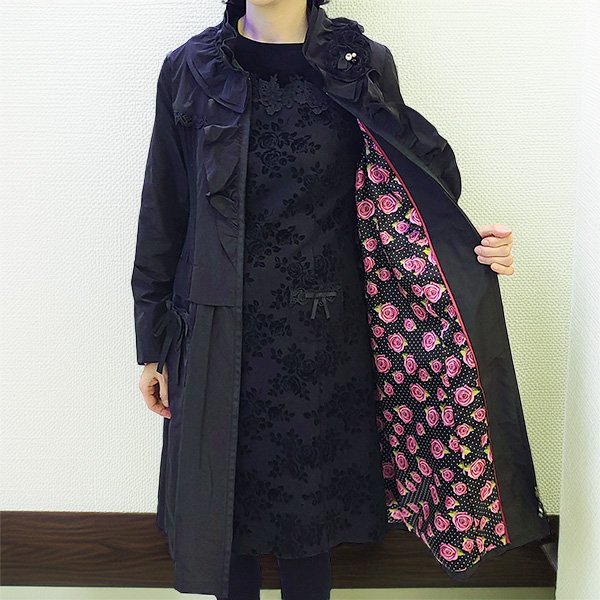 画像10: 【SuperBeauty  】スタンドフリル衿ウェストニット切替ジャケット (10)