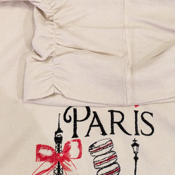 画像7: 【SuperBeauty  】胸元Paris刺繍袖パワーネット素材切替ニット (7)