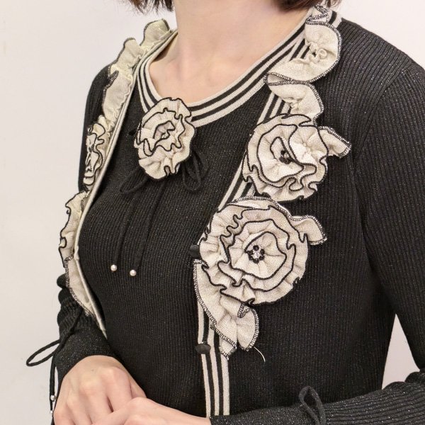 画像3: 【SuperBeauty  】花モチーフデザインニットアンサンブル (3)