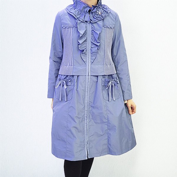 画像6: 【SuperBeauty  】スタンドフリル衿ウェストニット切替ジャケット (6)