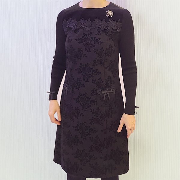 画像6: 【SuperBeauty  】フロッキープリントベロア切替ワンピース (6)