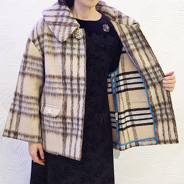 画像5: 【SuperBeauty  】コサージュ付チェック柄ジャケット (5)