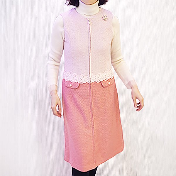 画像7: 【SuperBeauty  】配色切替ウエストレース使いジャンパースカート (7)