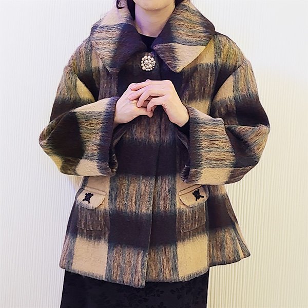 画像4: 【SuperBeauty  】コサージュ付チェック柄ジャケット (4)