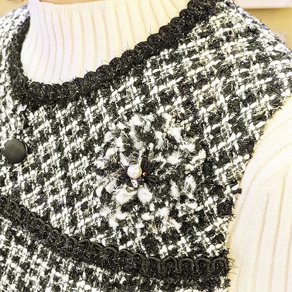 画像4: 【SuperBeauty  】コサージュ付ツイード生地ジャンパースカート (4)