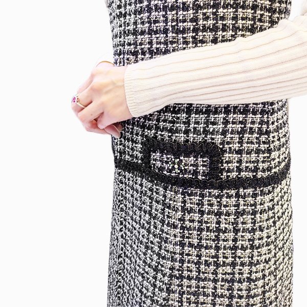 画像5: 【SuperBeauty  】コサージュ付ツイード生地ジャンパースカート (5)