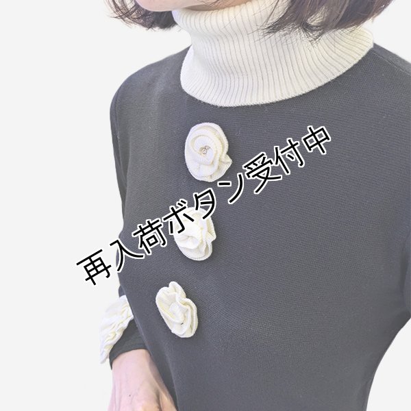 画像5: 【今週の追加 《半額以下+クーポン＋POINT！》SuperBeauty 】花モチーフタートルネックニットワンピース (5)