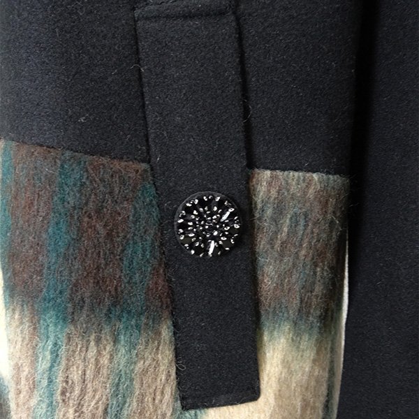 画像6: 【SuperBeauty  】チェック柄切替え使い シャギーコートワンピースシャギーチェック素材切替コート (6)