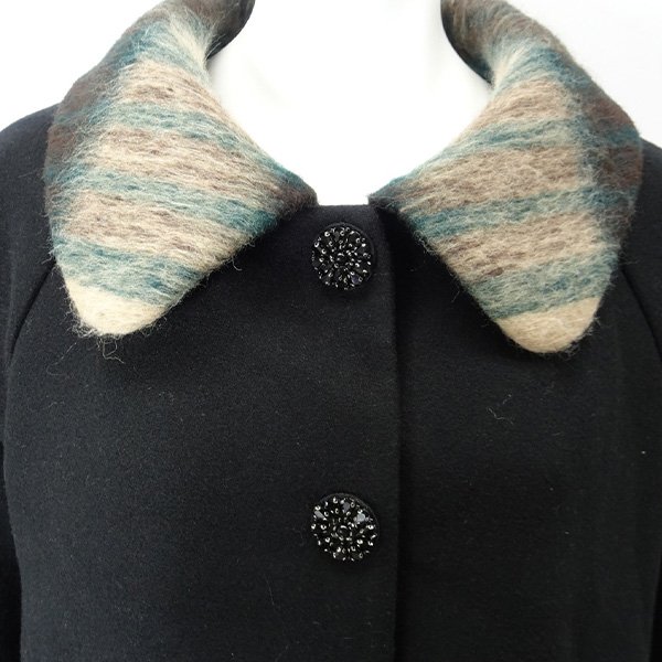 画像4: 【SuperBeauty  】チェック柄切替え使い シャギーコートワンピースシャギーチェック素材切替コート (4)