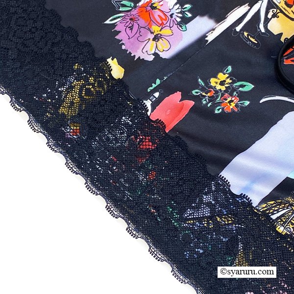 画像12: 【SuperBeauty  】Parisプリント使い裾レースワンピース (12)